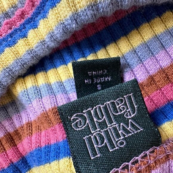 Wild Fable Cropped Long Sleeve Top Multi Color Stripes Size S - Picture 5 of 8